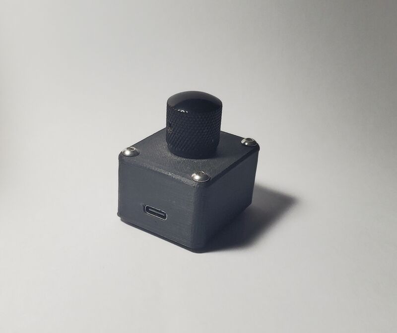 Mixy, a black 3D-printed USB dial